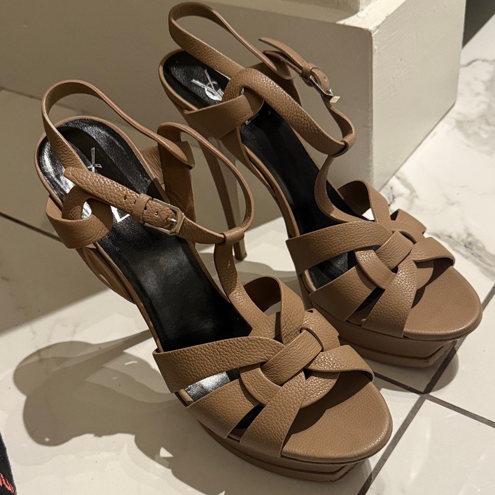 Yves Saint Laurent Tan Platform Sandals